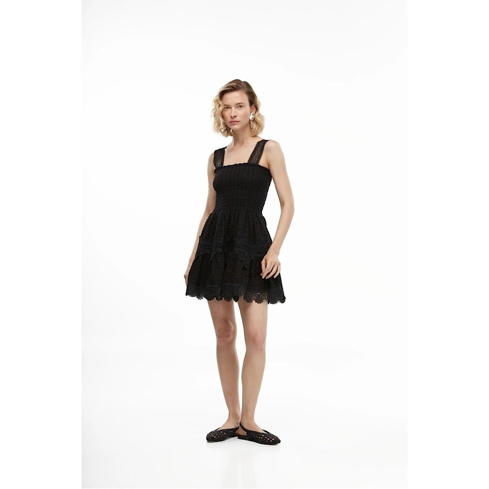 Waimari Leah Mini Dress Black eyelet appliqués XL